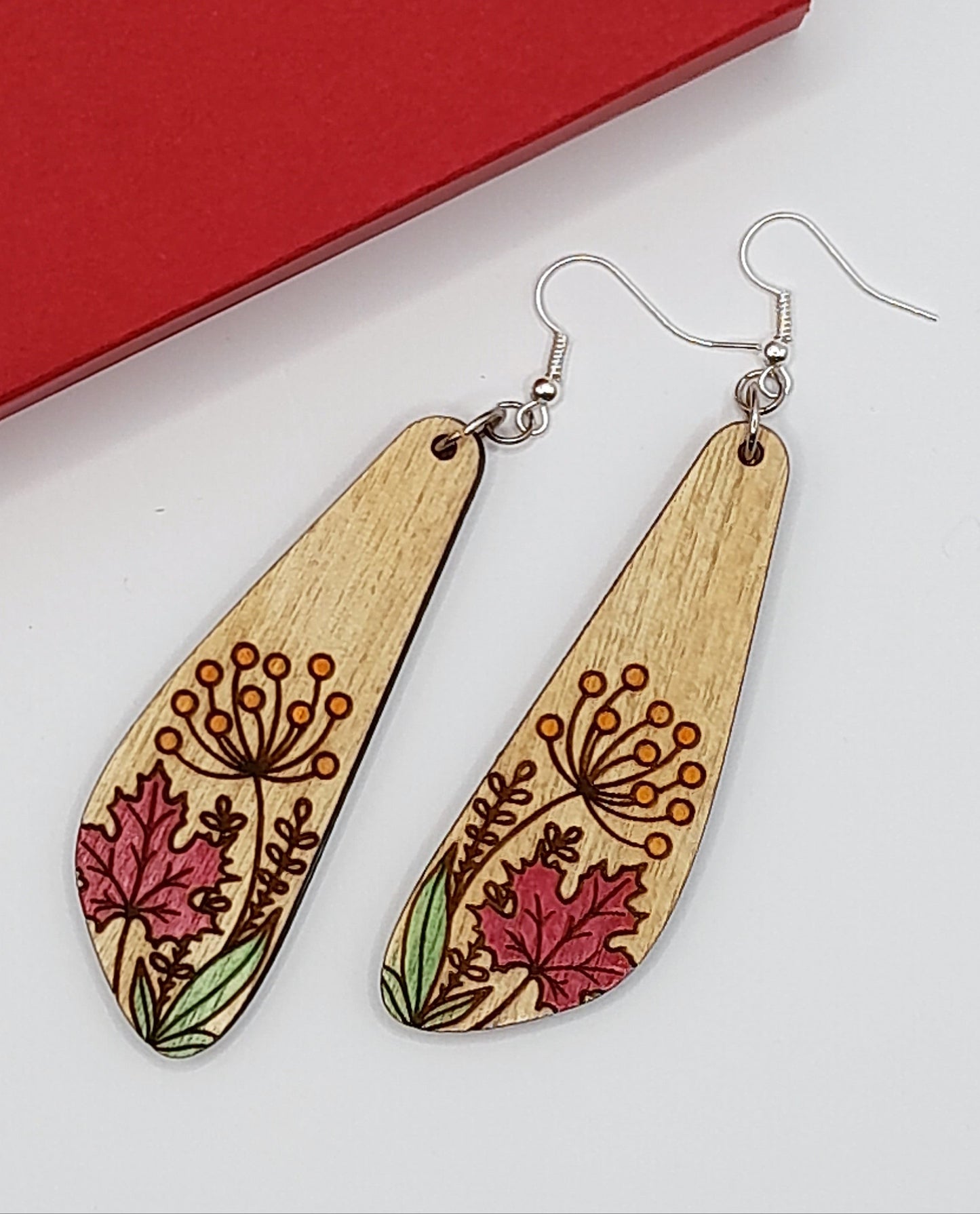 Hand painted wood earrings