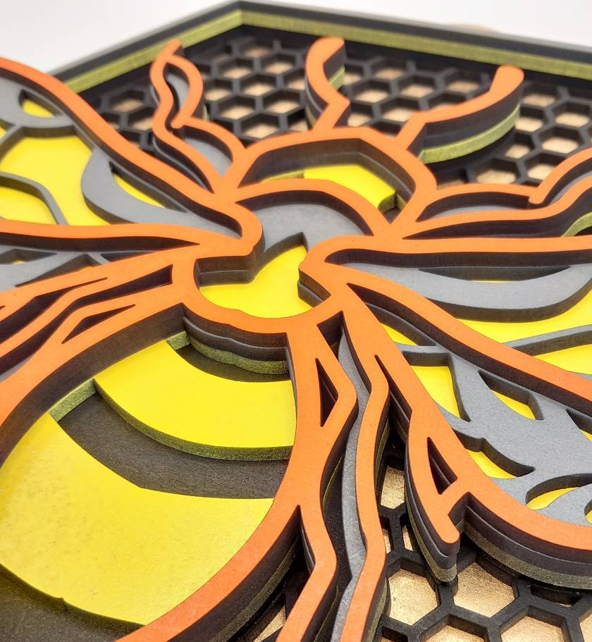 Bee multi layered wall art - one off piece