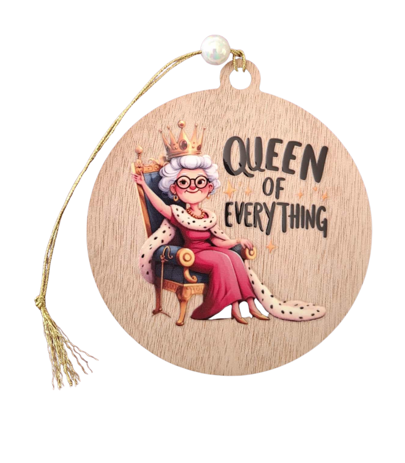 Queen of everything small hanging sign