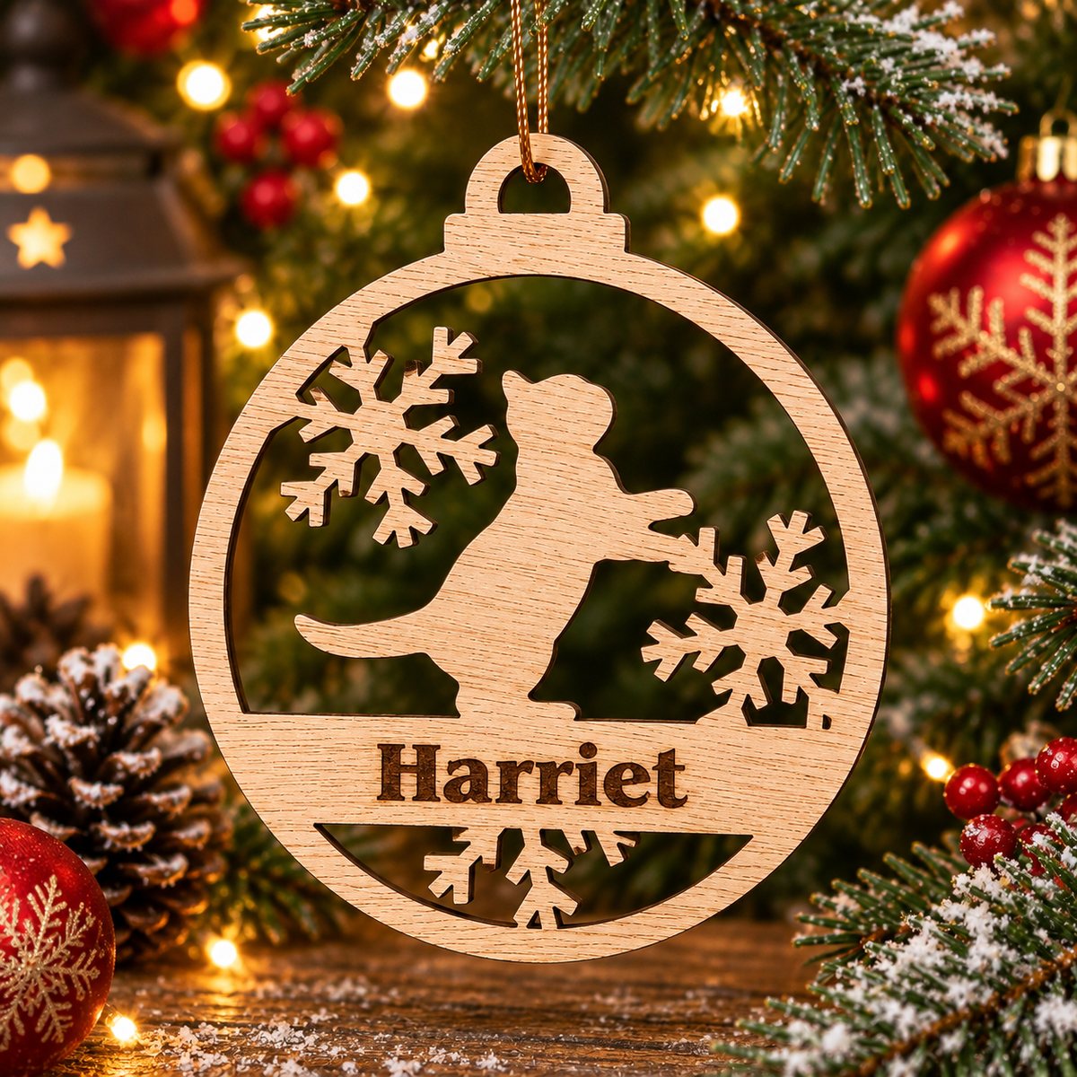 Calling all cat lovers! Personalised wooden cat Christmas decoration - 4 to choose from