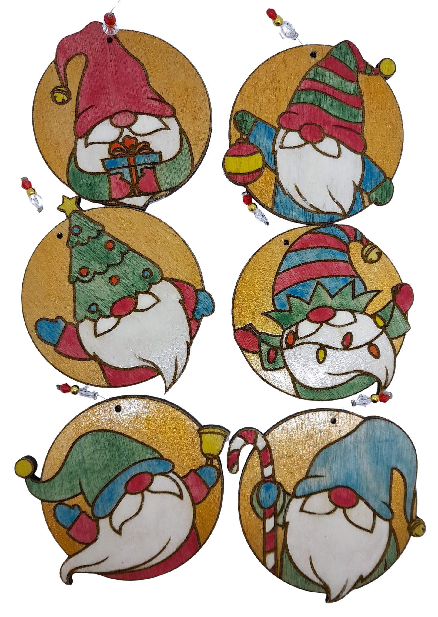 Handpainted wooden Christmas gnomes - set of 6