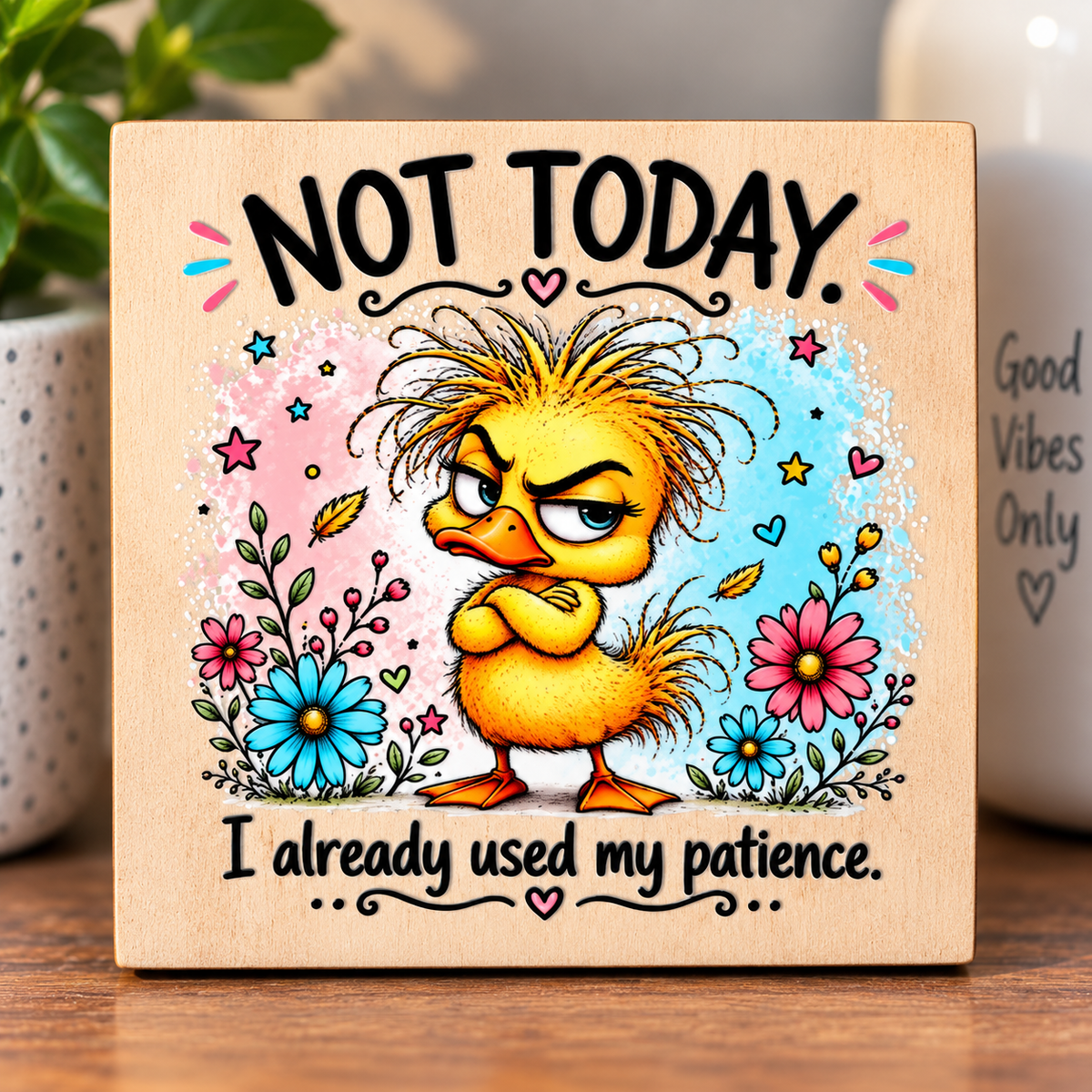 Not Today – I Already Used My Patience – Funny Wooden Fridge Magnet