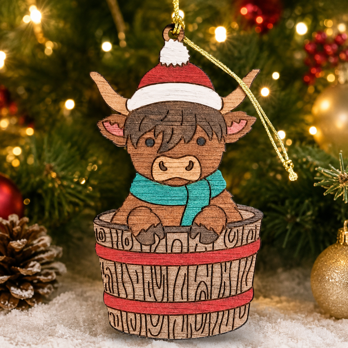 Highland cow - set of five hanging decorations
