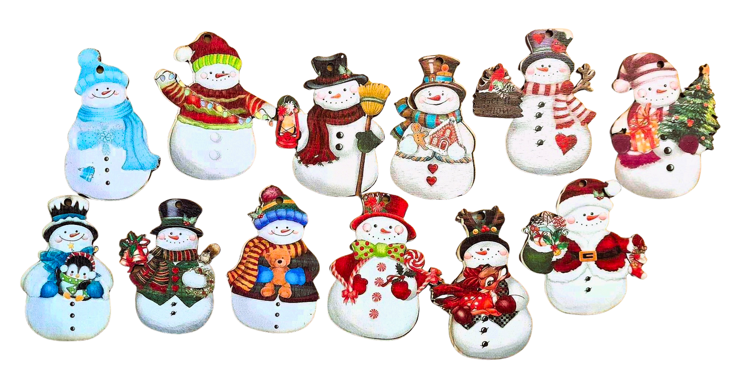The Snowman set - wooden decorations