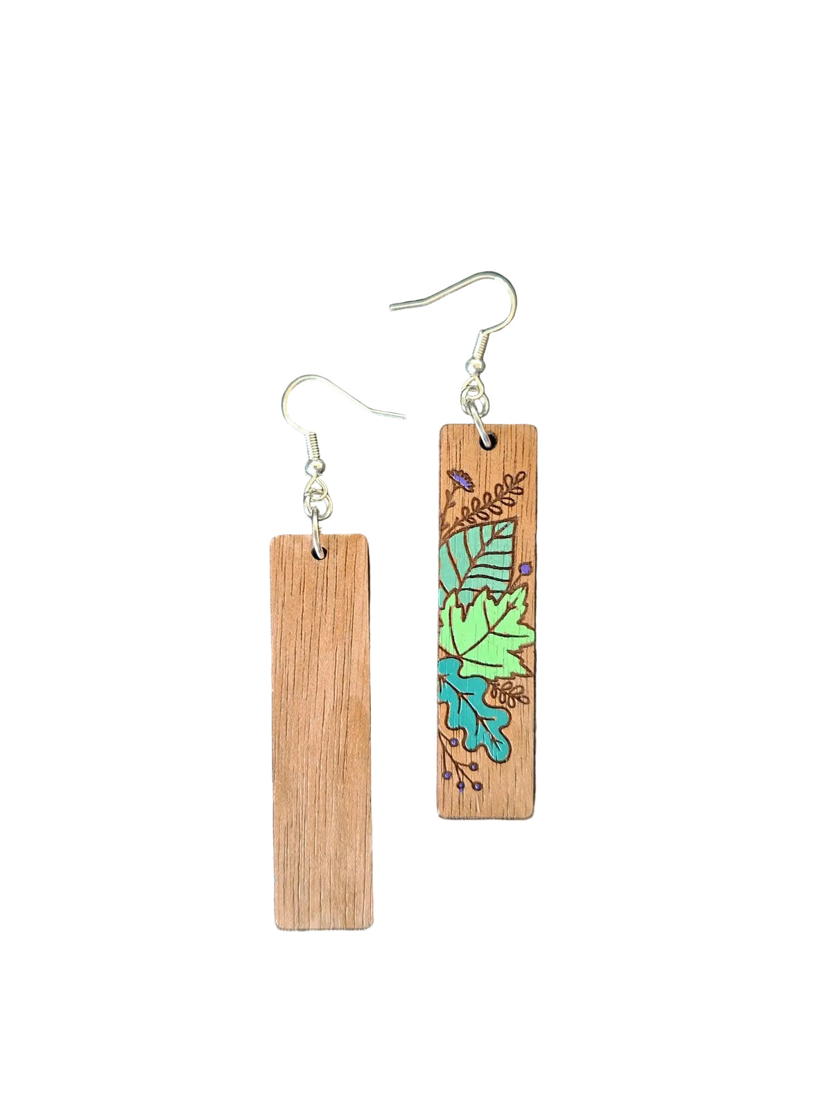 Handmade Wooden Leaf Earrings – Hand Painted Jewellery