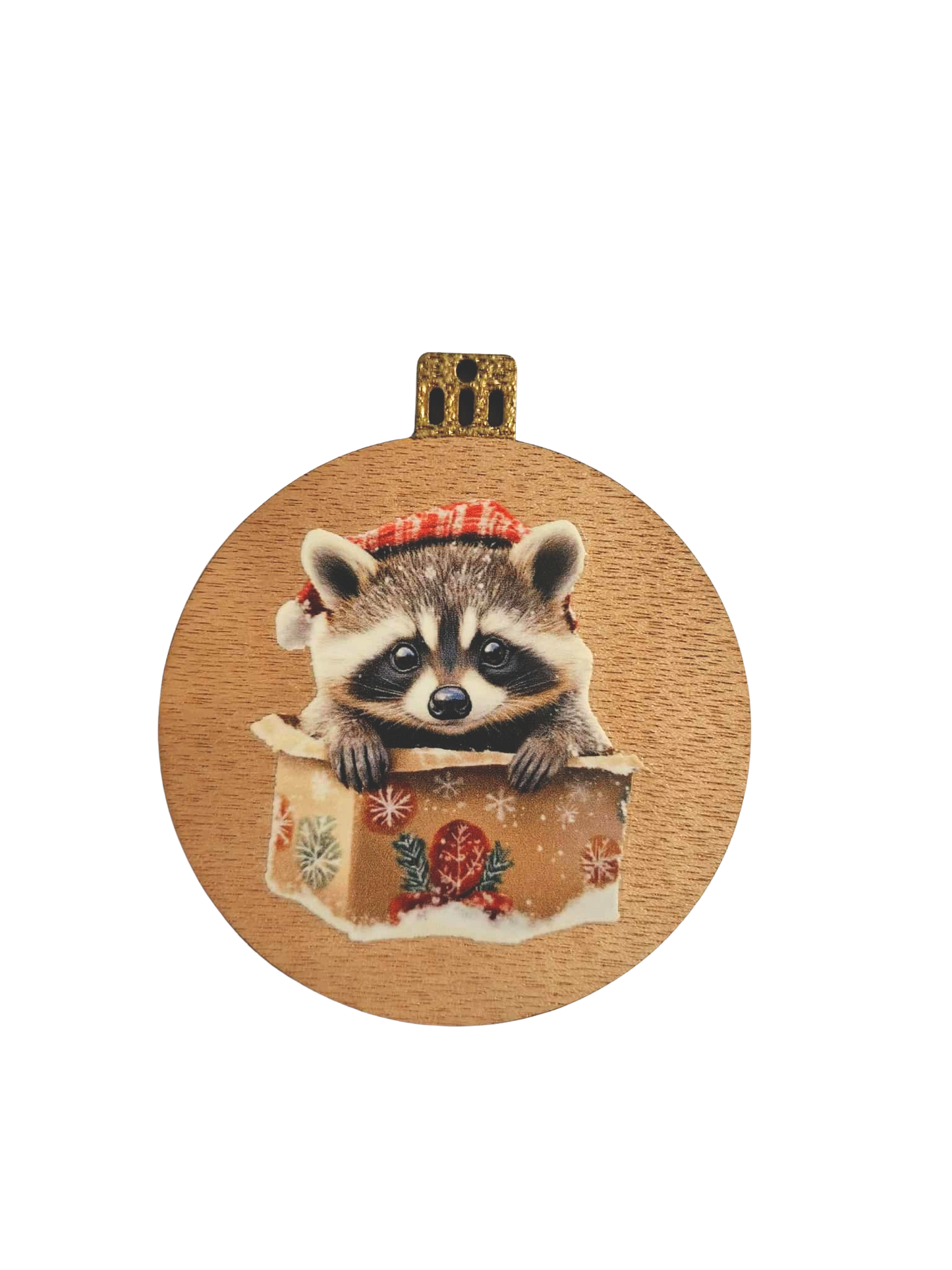 Set of four wooden cute animal Christmas decorations