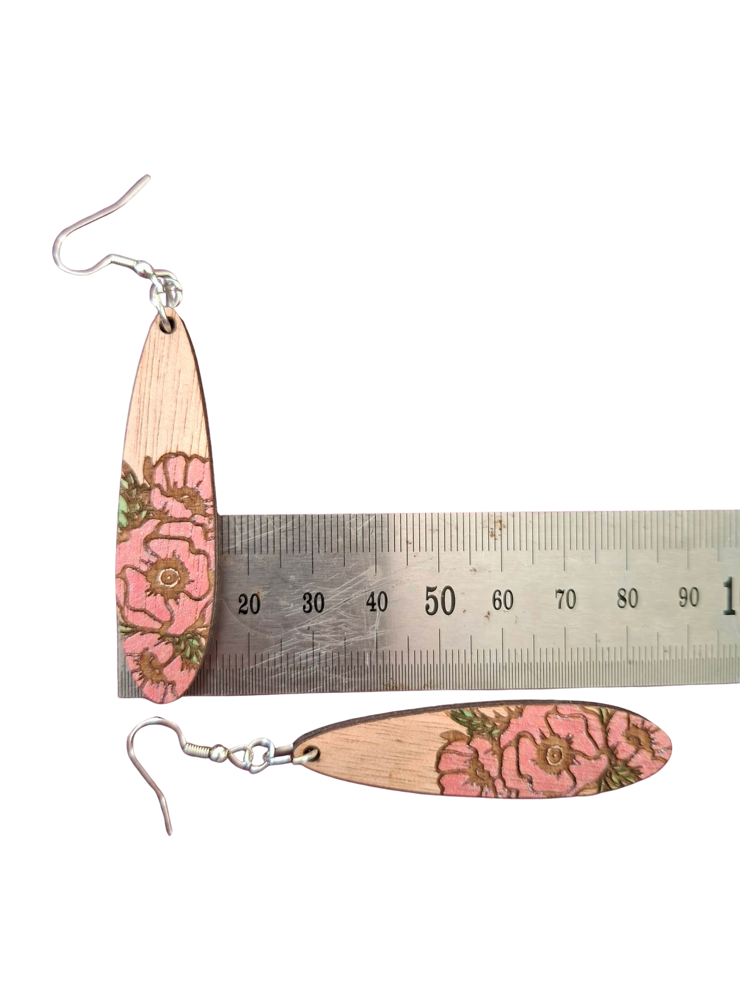 Hand painted wooden earrings