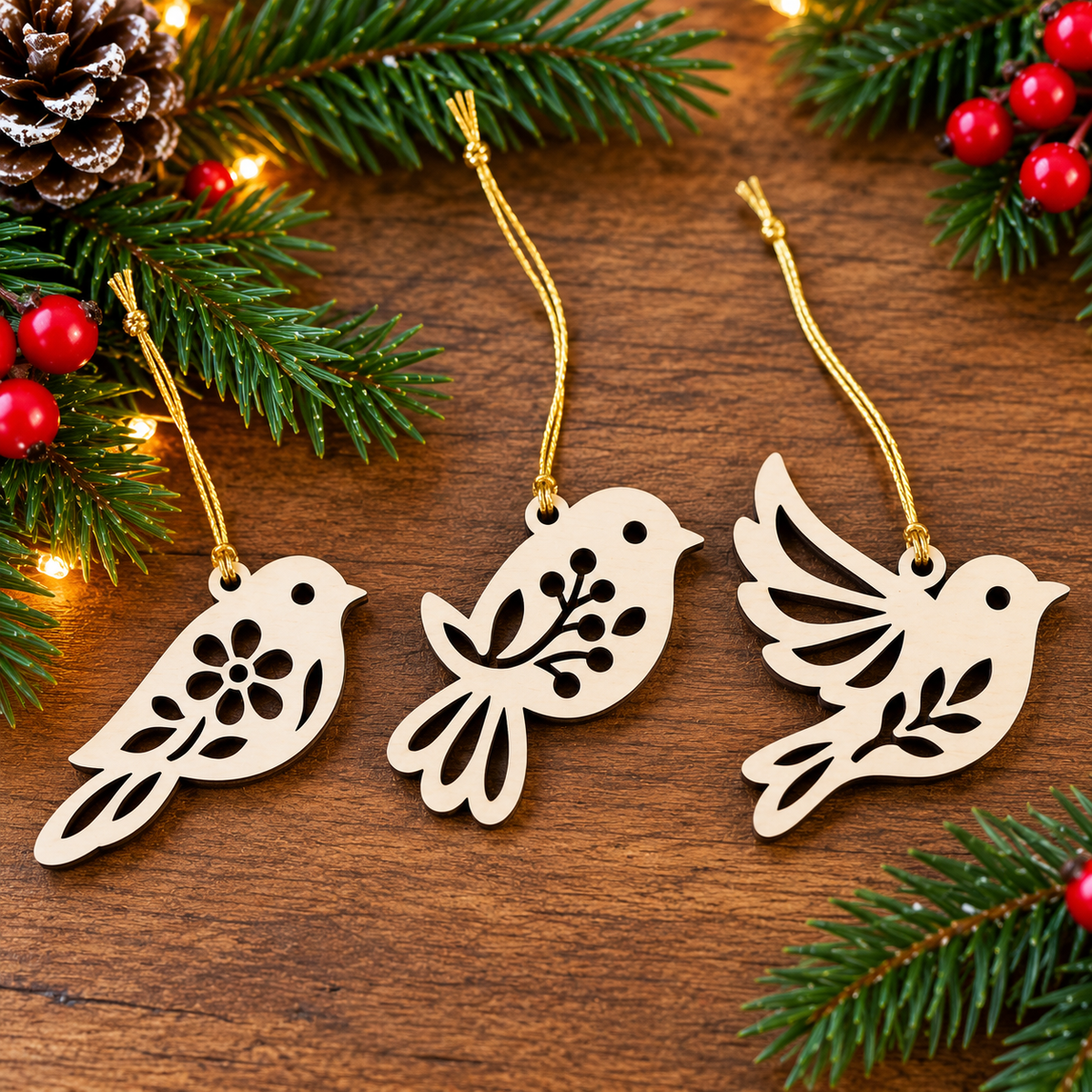 Nordic Folk Bird Decorations – Set of Six (6) Made in NZ