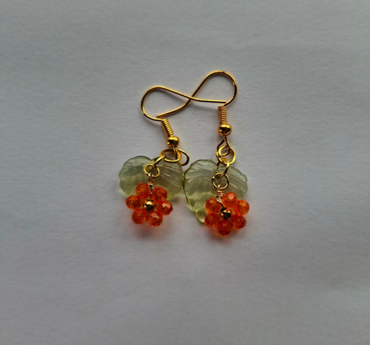Woven crystal bead flower earrings - available in four colours