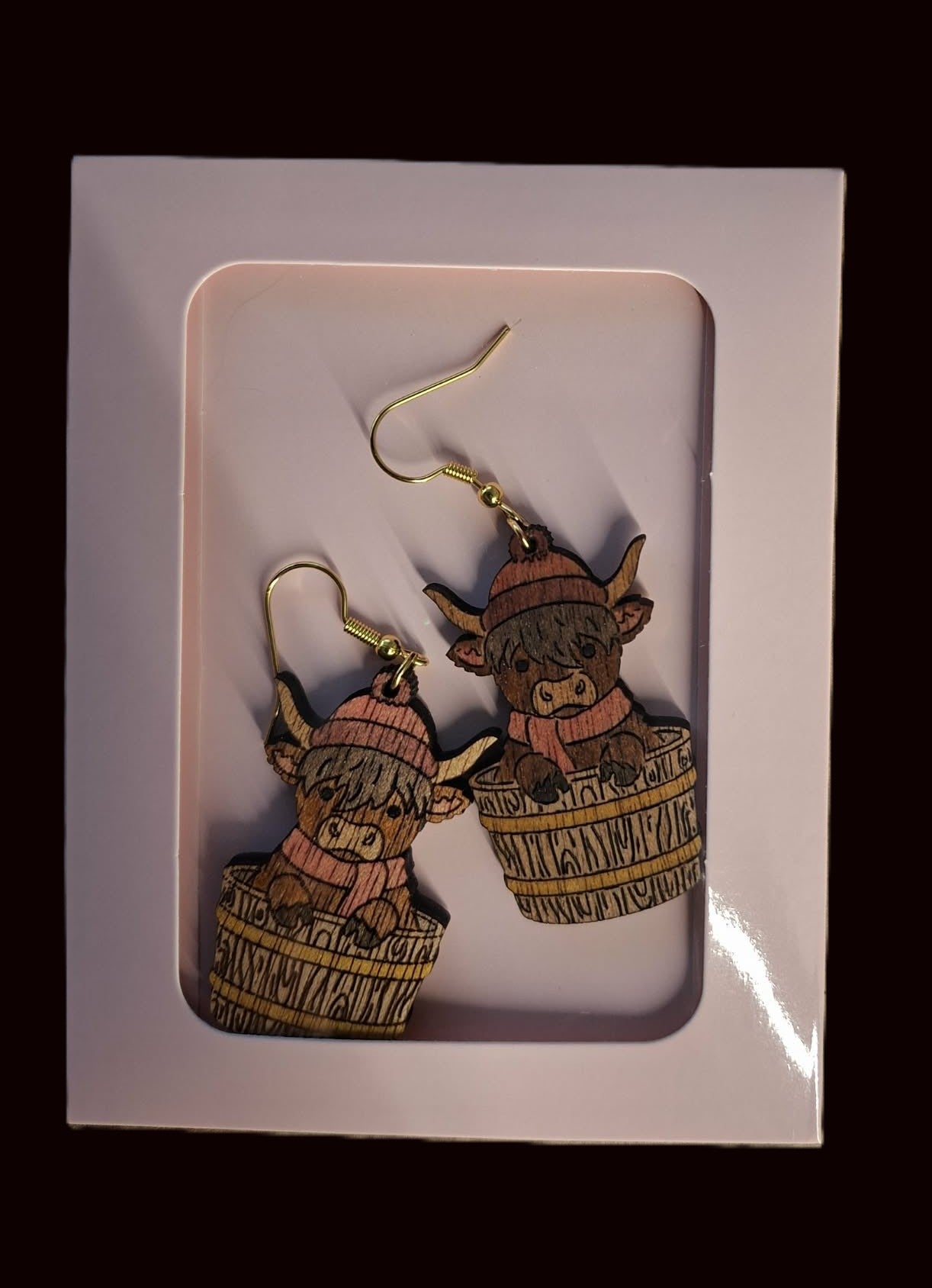 Wooden Highland Cow Earrings