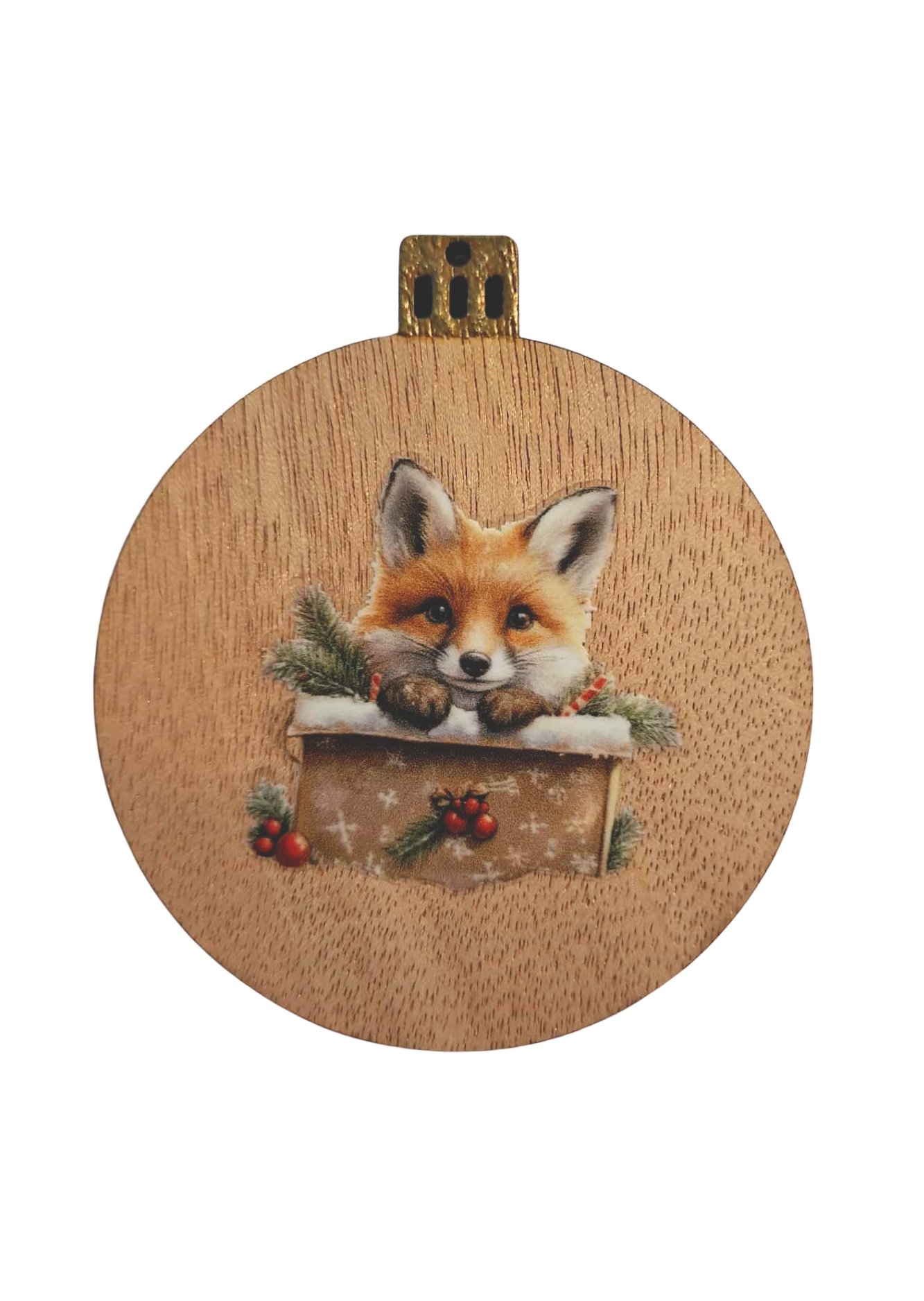 Set of four wooden cute animal Christmas decorations