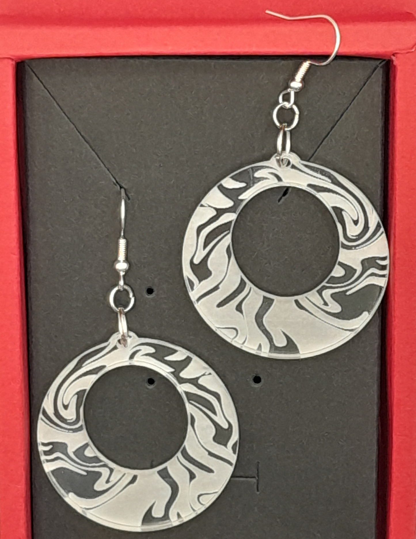 Hoop earrings - laser cut and engraved swirl