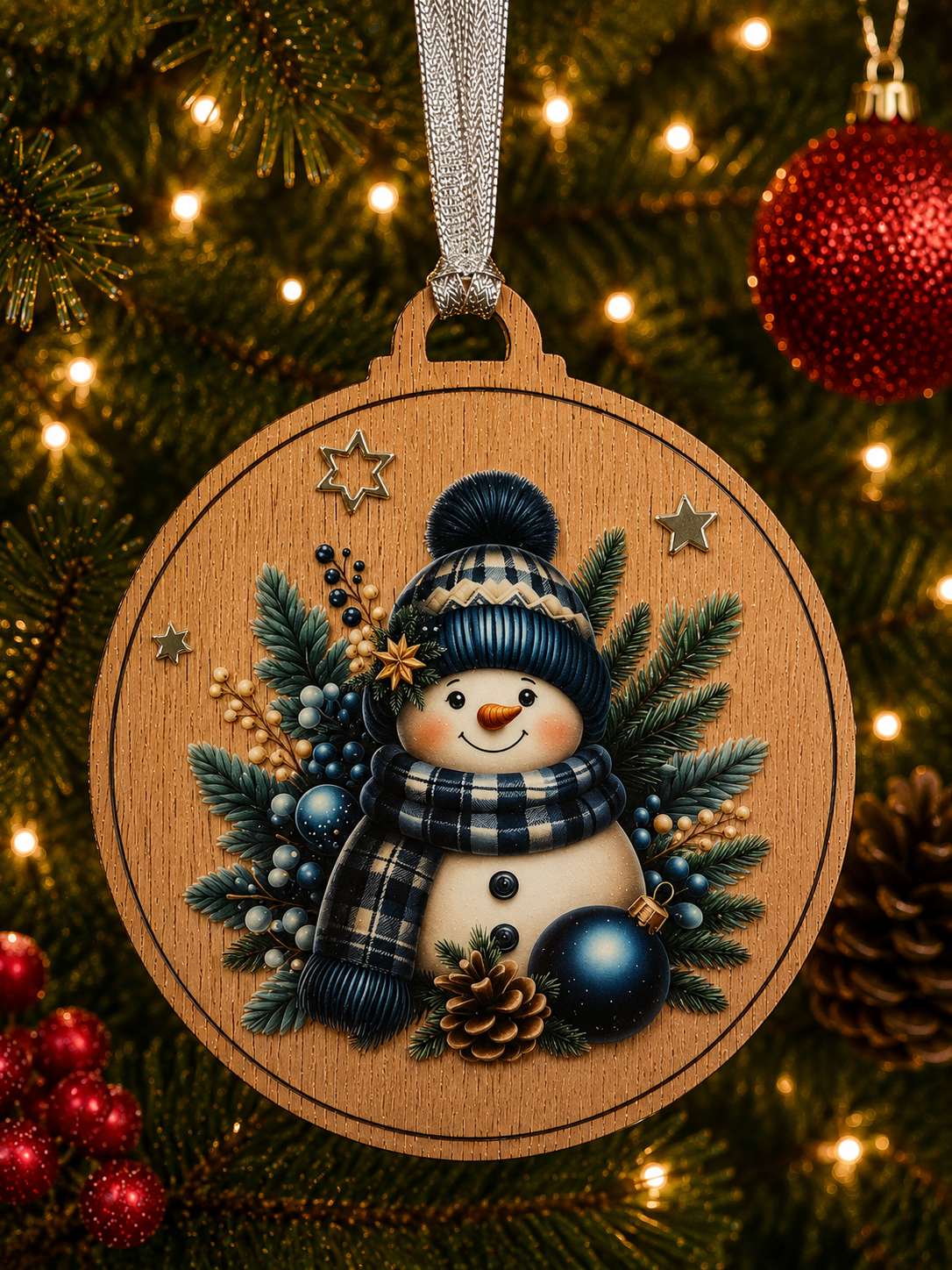 Blue Snowman Blue Balls Decoration