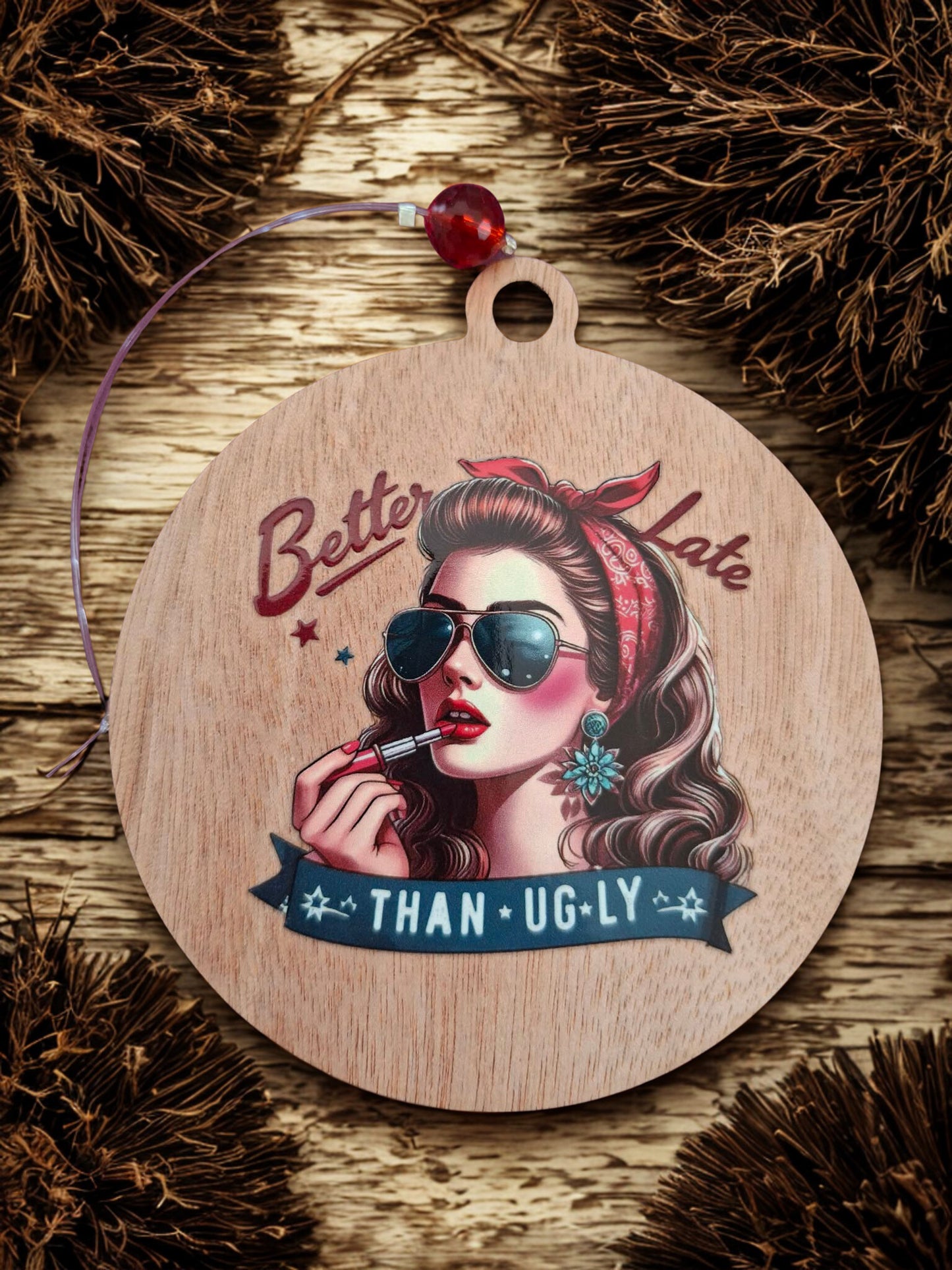 Retro Better late than ugly fridge magnet/hanger