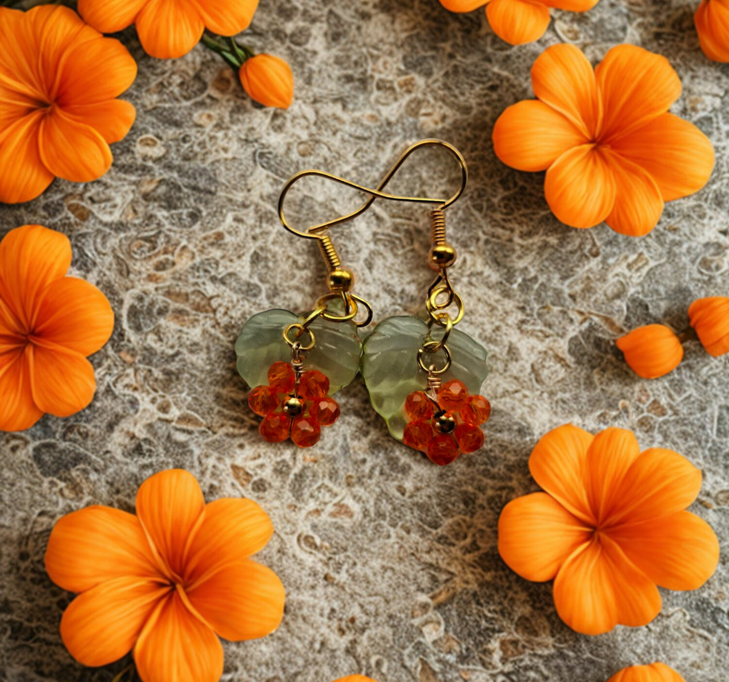 Woven crystal bead flower earrings - available in four colours