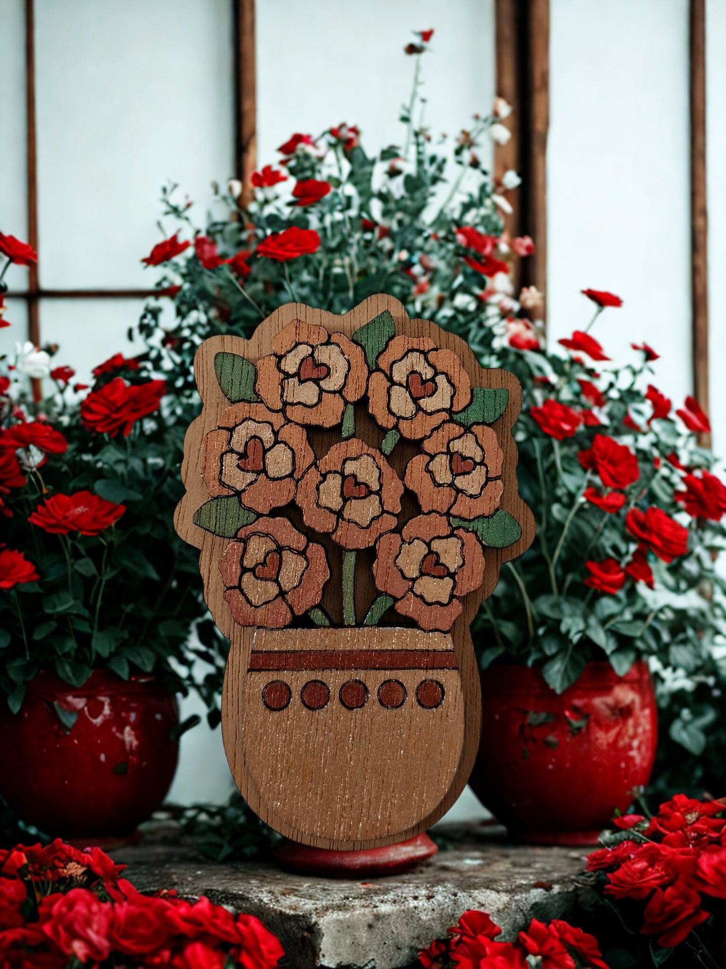 Hand painted flower magnet