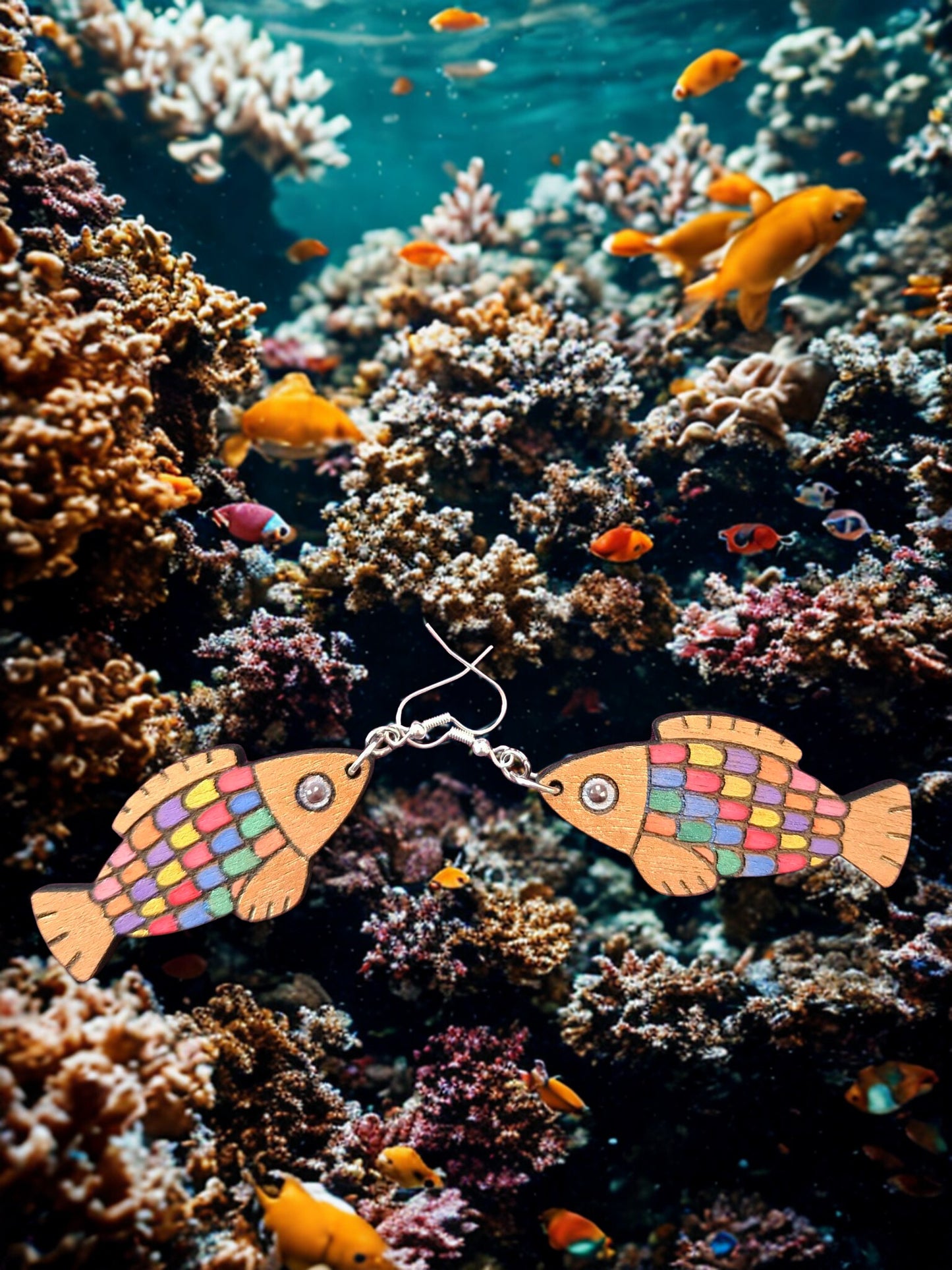 Hand painted fish earrings