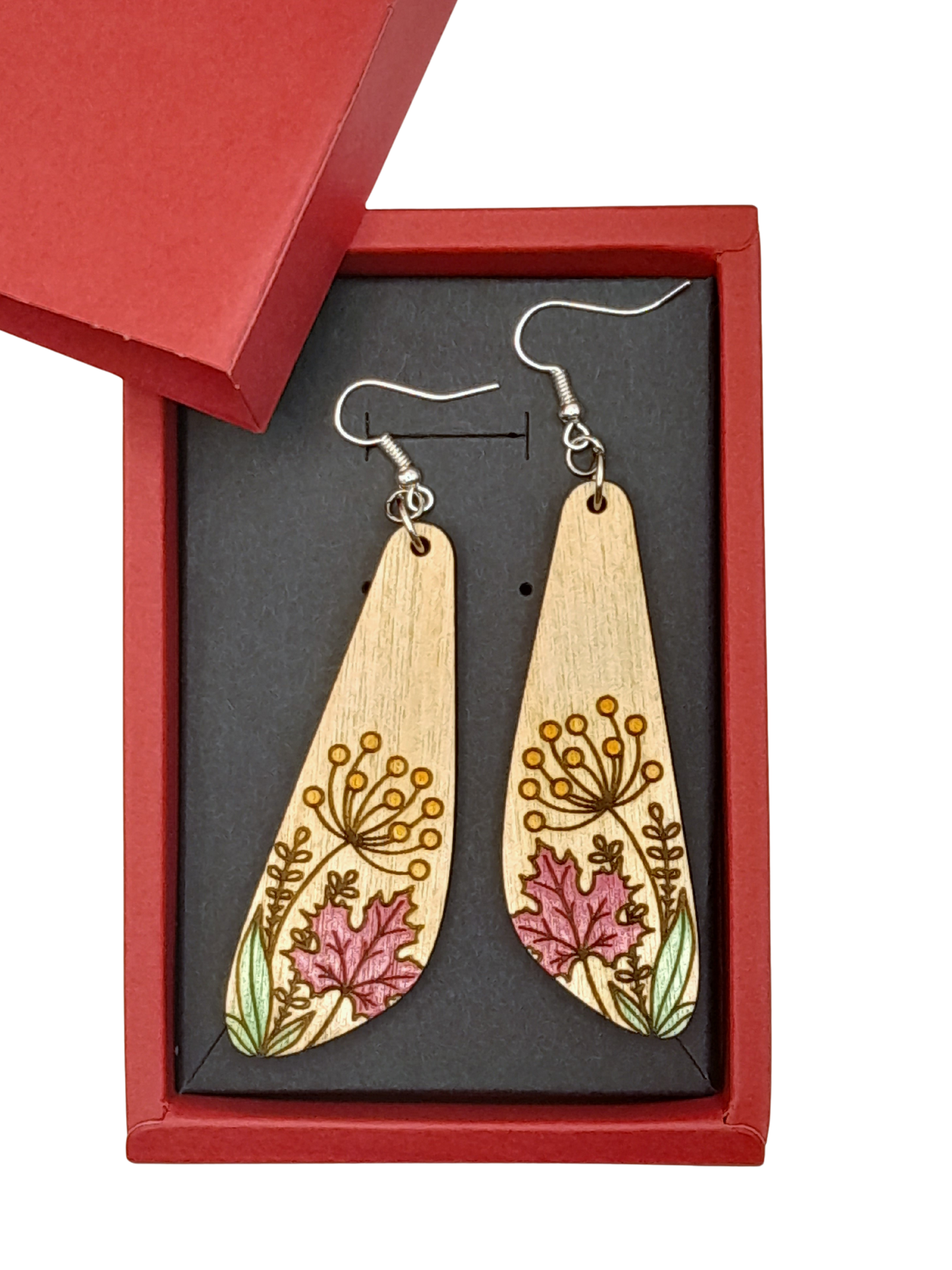 Hand painted wood earrings
