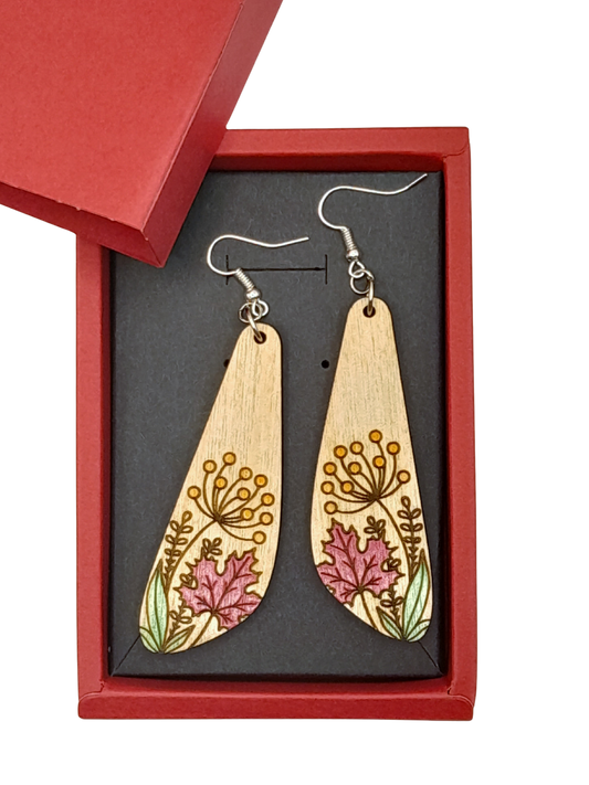 Hand painted wood earrings