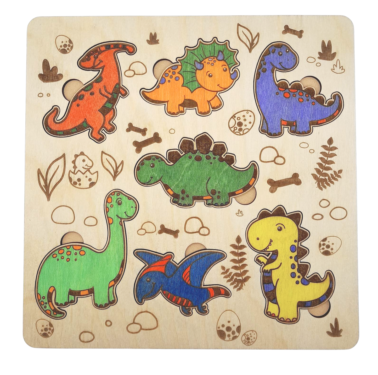 Dinosaur jigsaw puzzle - handmade and painted