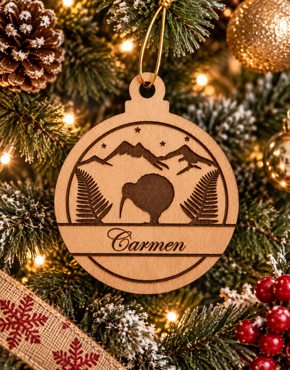 Kiwiana - Made in NZ Personalised Wooden Decorations - 4 to choose from