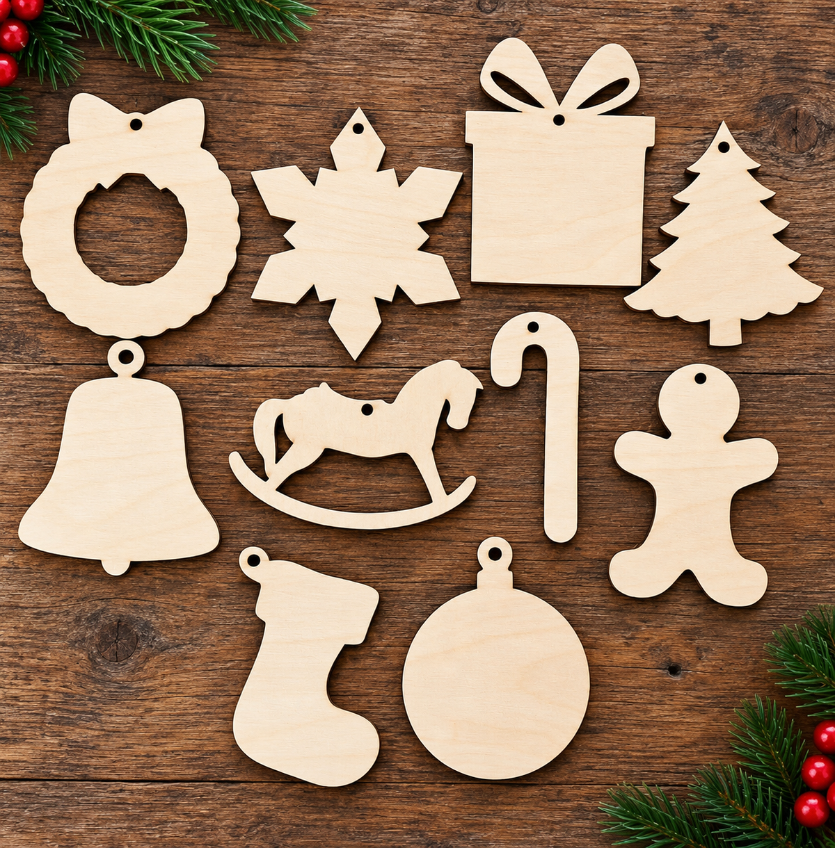 Decorate Your Own Christmas – 10 Wooden Christmas Shapes