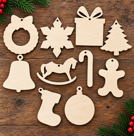 Decorate Your Own Christmas – 10 Wooden Christmas Shapes
