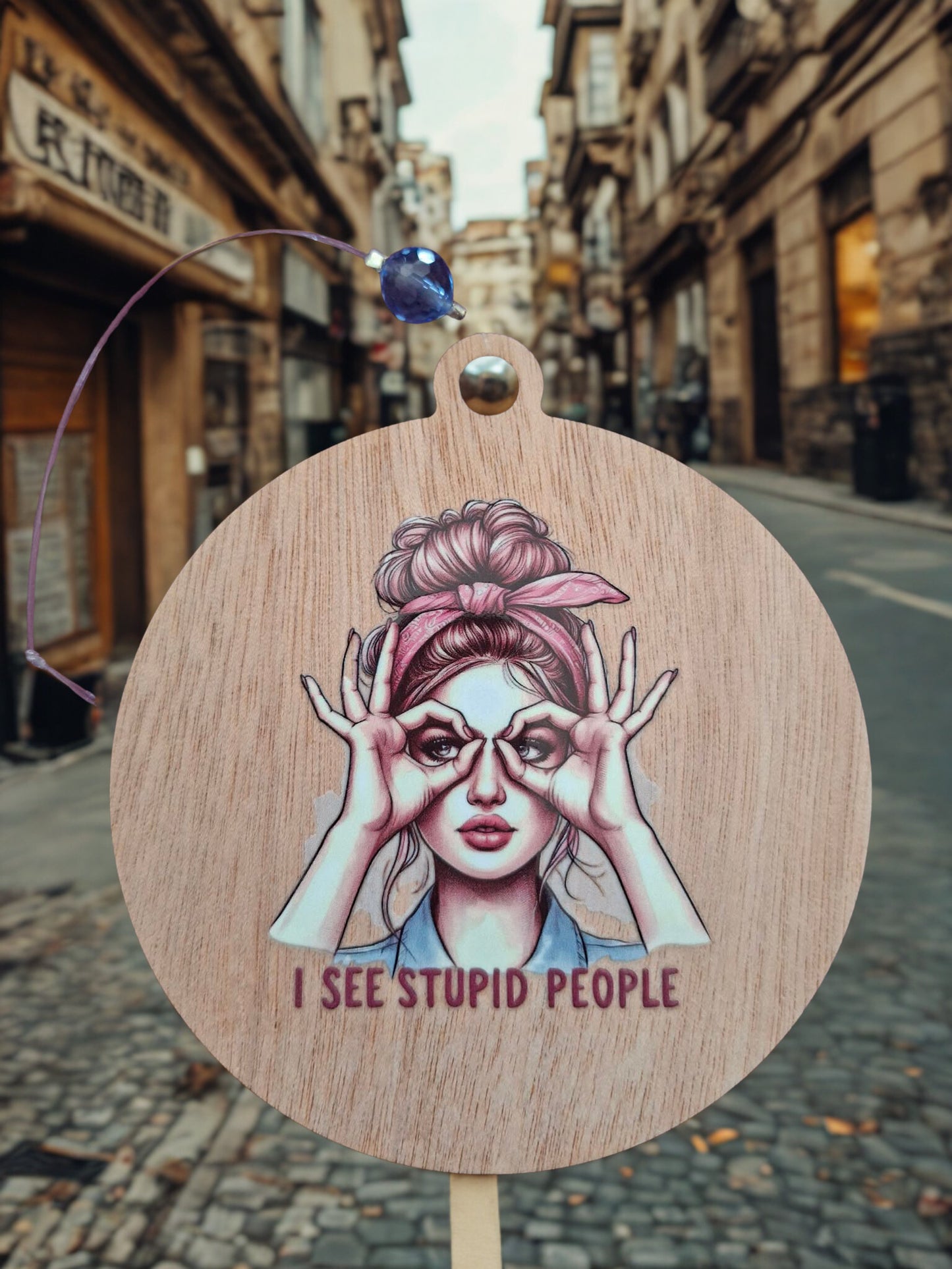 Retro I see stupid people fridge magnet/hanger