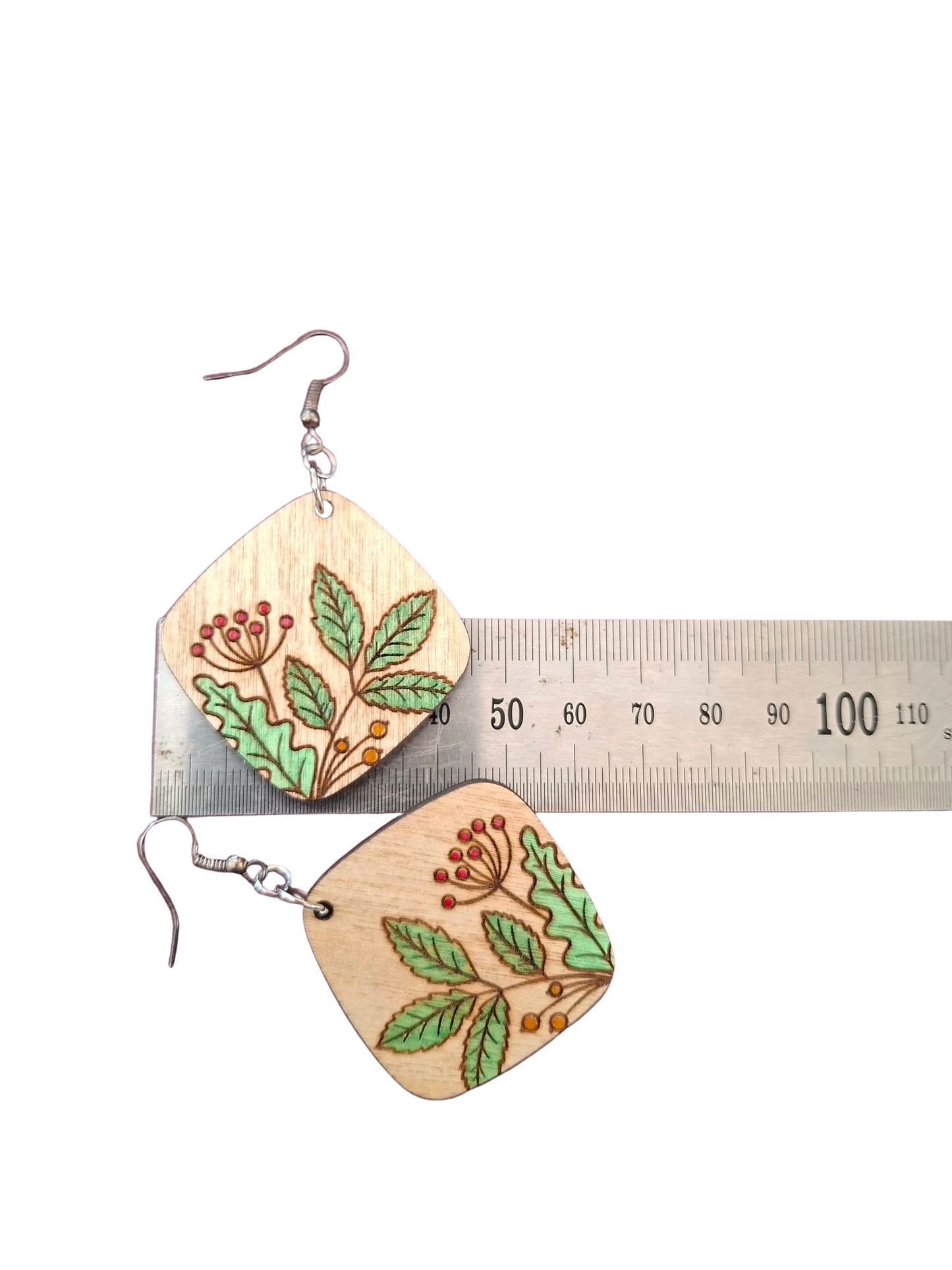 Hand painted wooden earrings