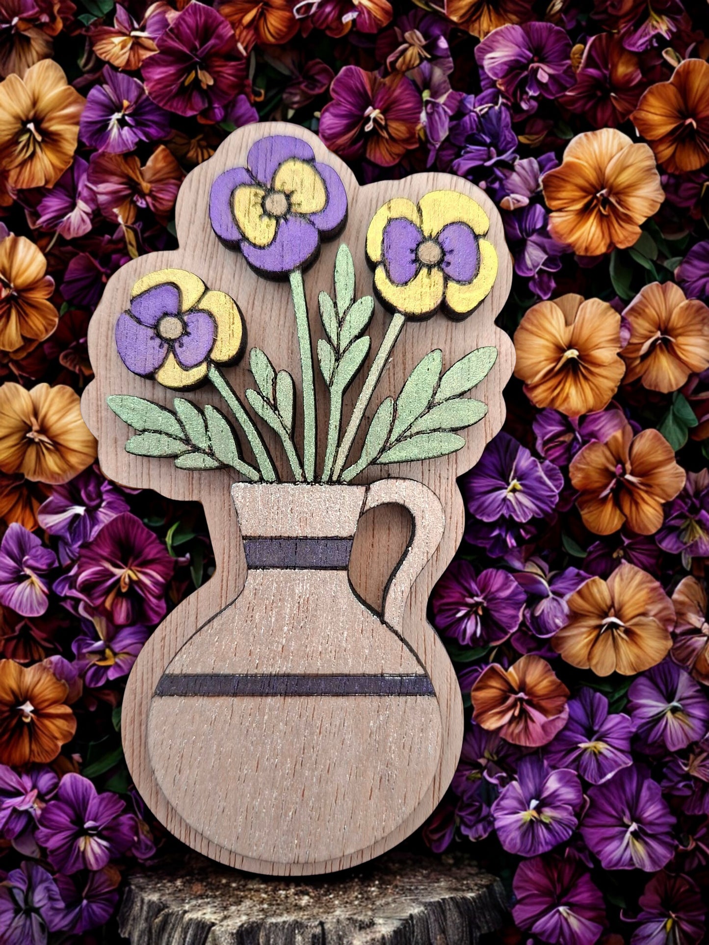 Hand painted flower magnet