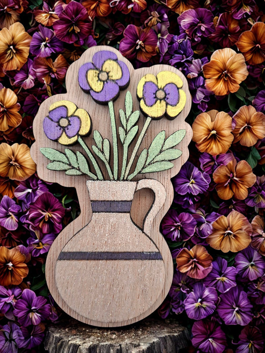 Hand painted flower magnet