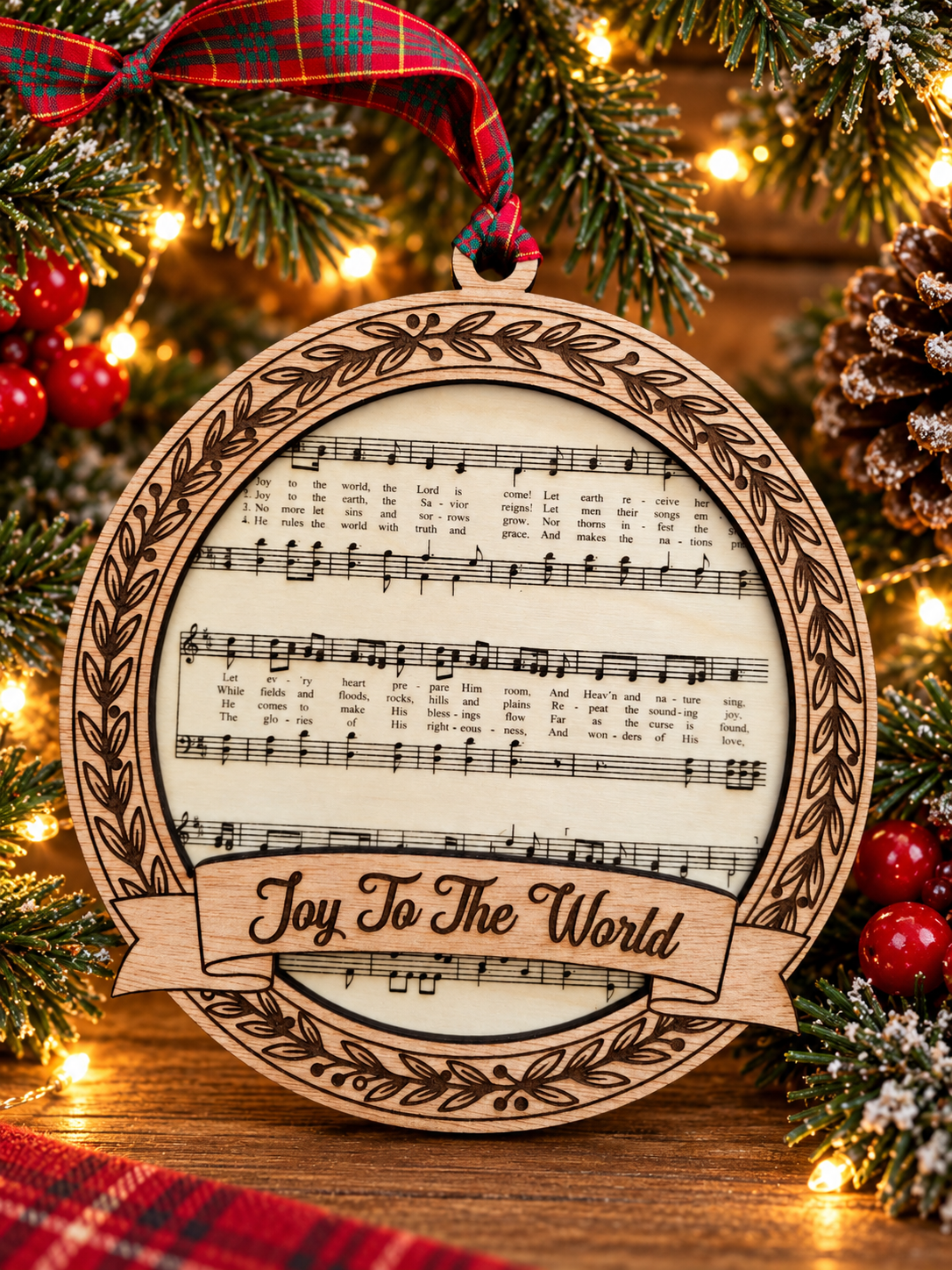 Christmas Musical Score Wooden Decoration - Joy to the World XL