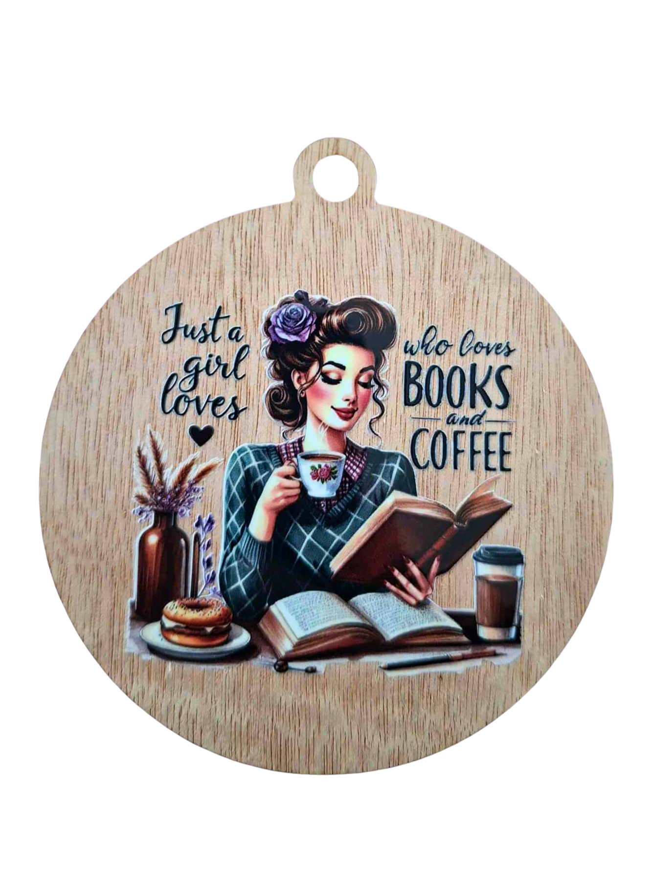 Retro Who loves books and coffee fridge magnet/hanger