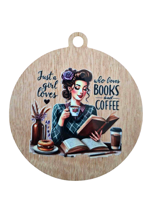 Retro Who loves books and coffee fridge magnet/hanger