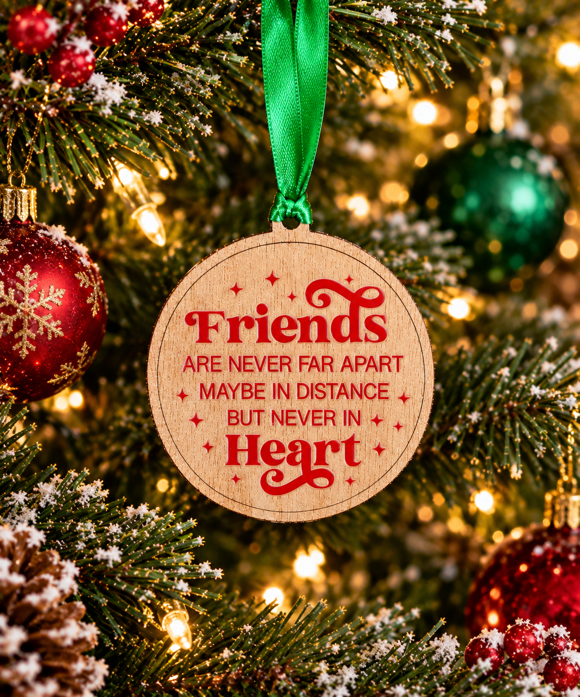 Friends Are Never Far Apart– Wooden Christmas Decoration