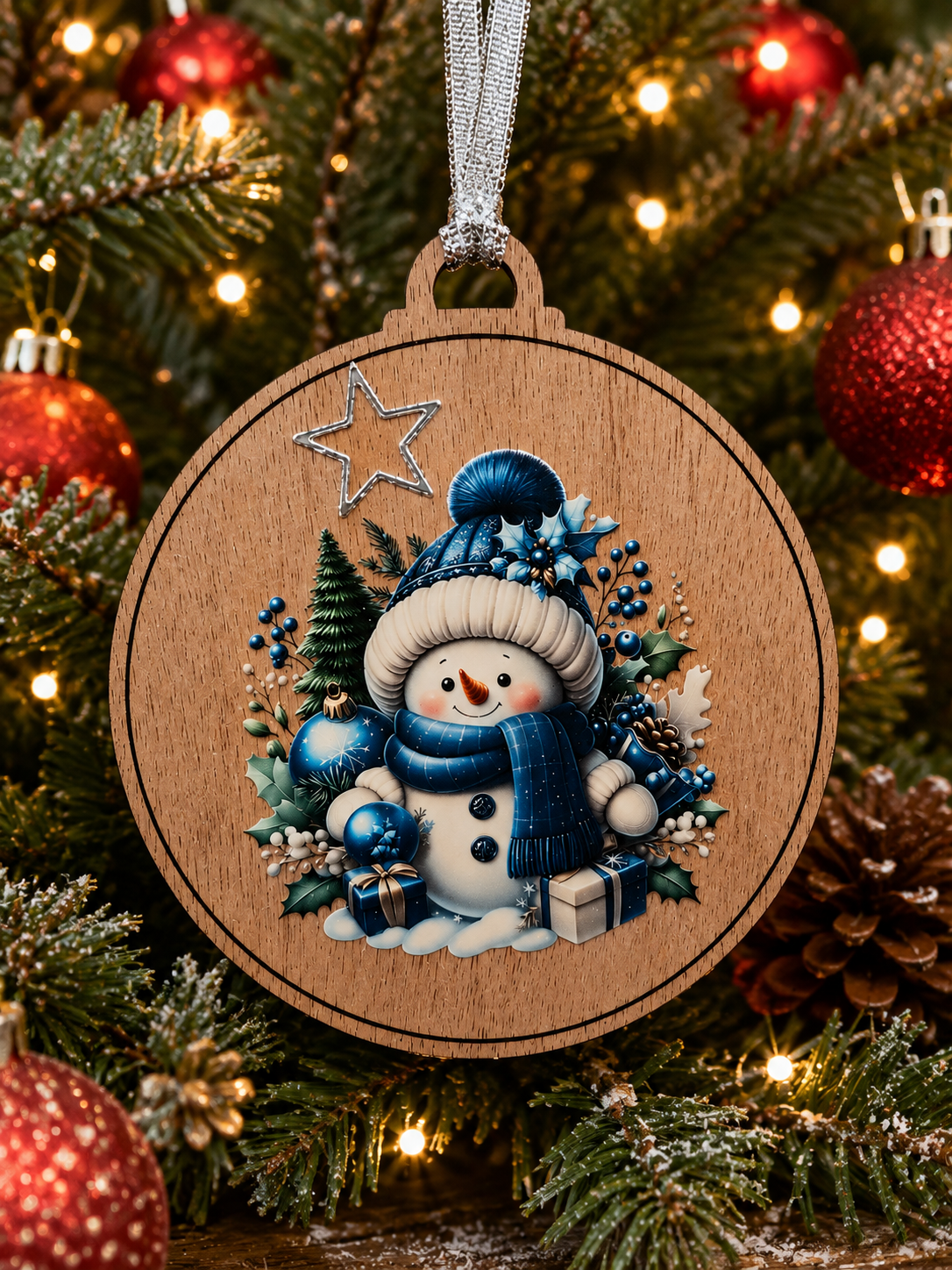 Winter Blues Snowman Decoration