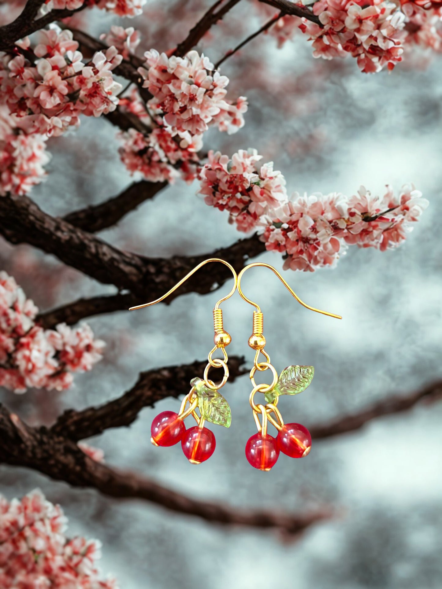 Tiny cherry earrings