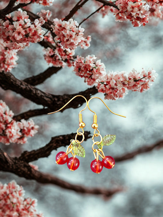Tiny cherry earrings