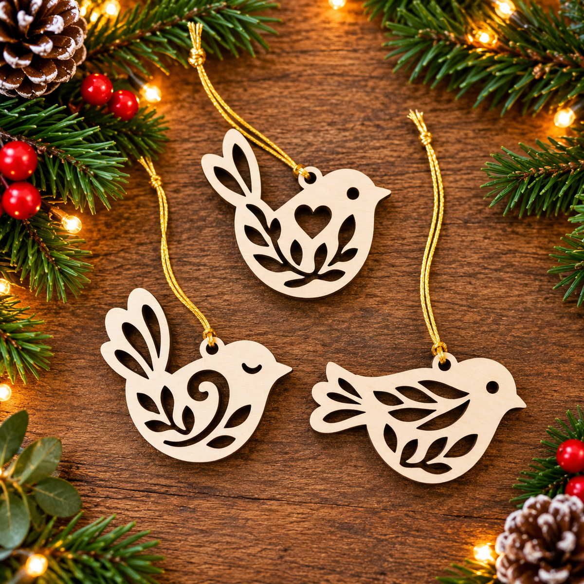 Nordic Folk Bird Decorations – Set of Six (6) Made in NZ