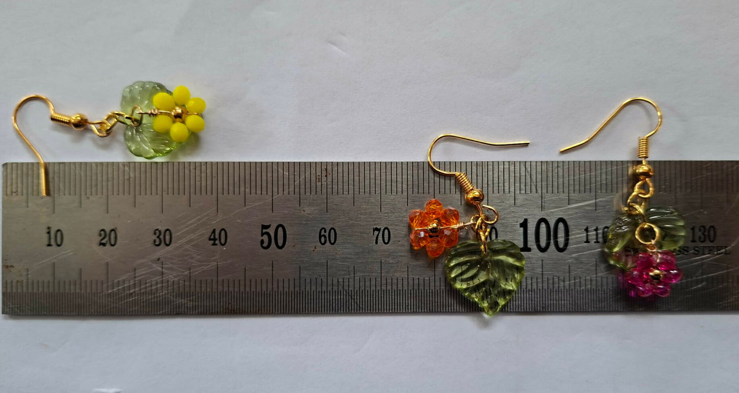 Woven crystal bead flower earrings - available in four colours