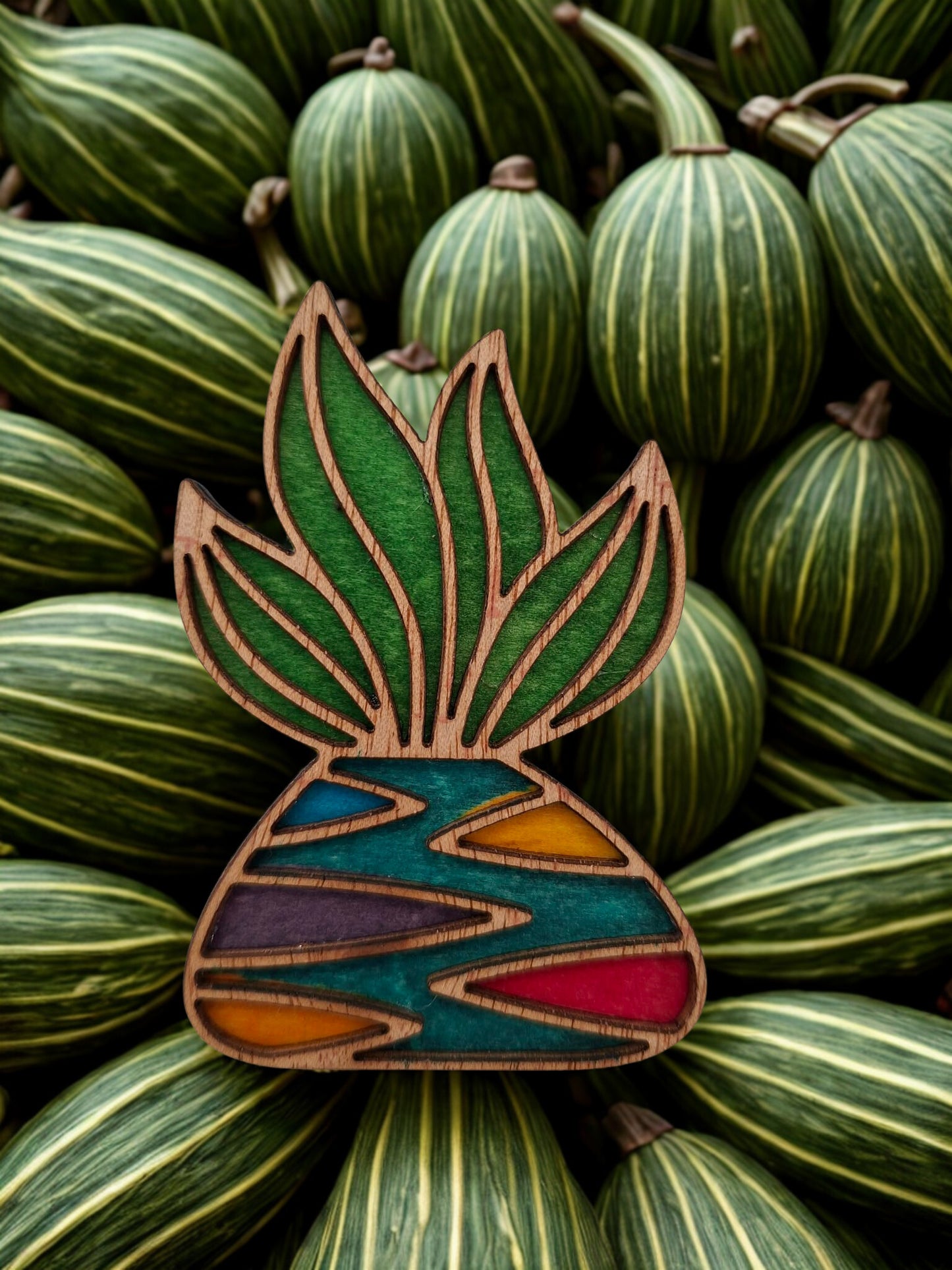 Hand coloured plant magnet