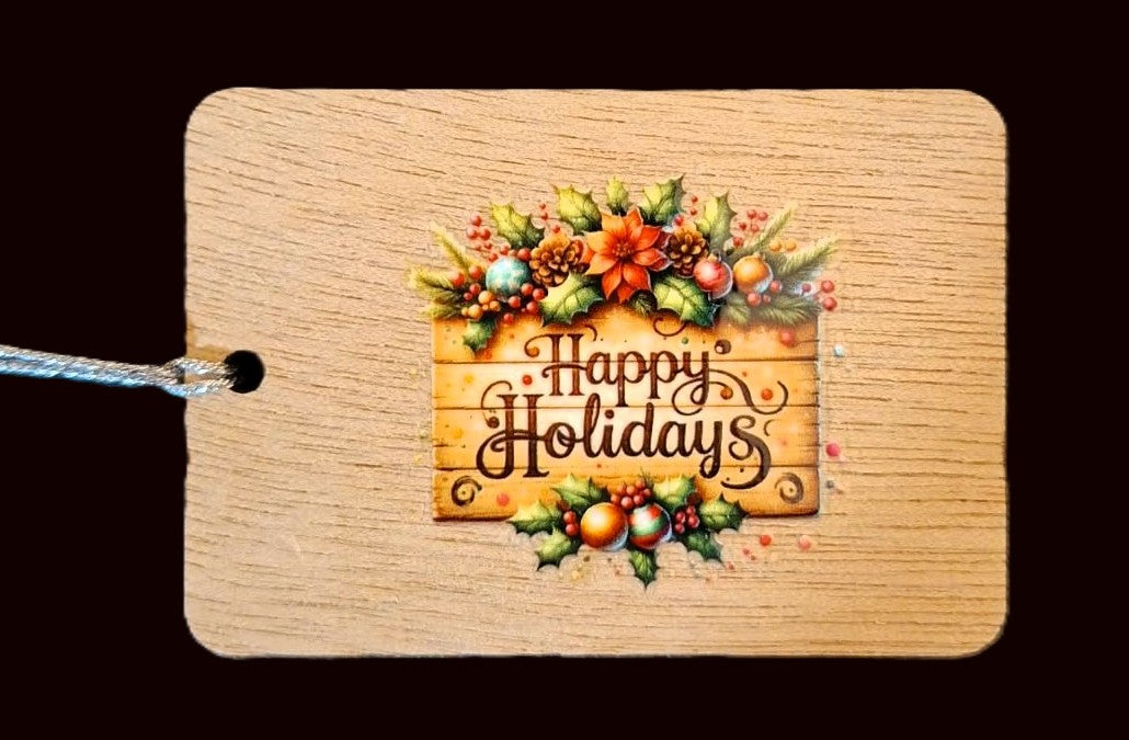 Zhoosh up your Christmas gifts! Set of six reusable wooden tags
