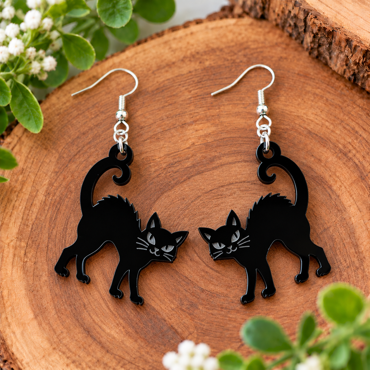 Black Cat Acrylic Earrings – NZ Made