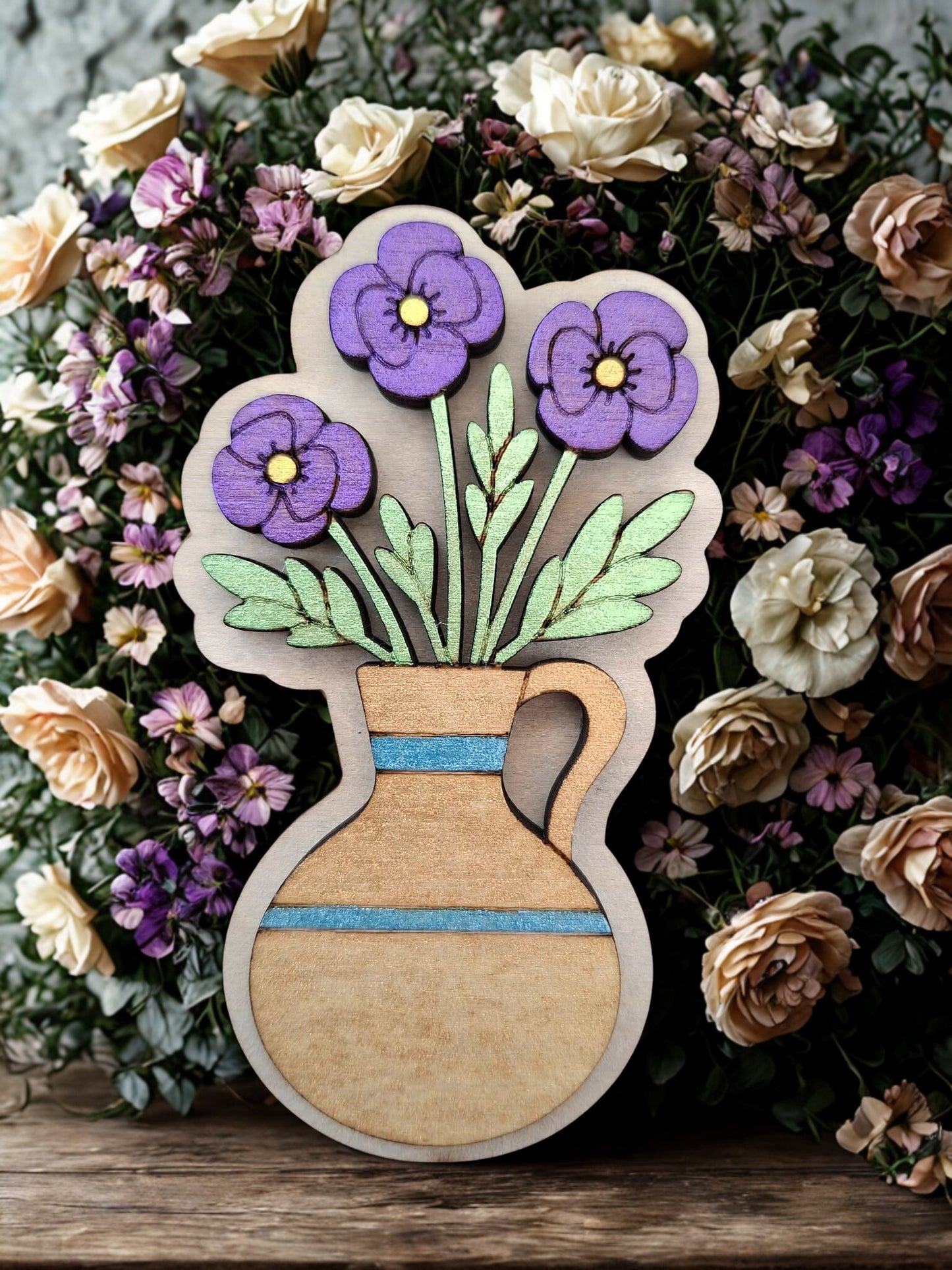 Hand painted flower magnet