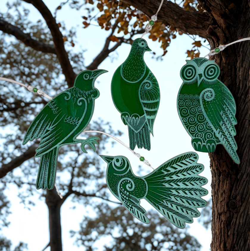 Native birds of NZ set of 4 - laser engraved on acrylic