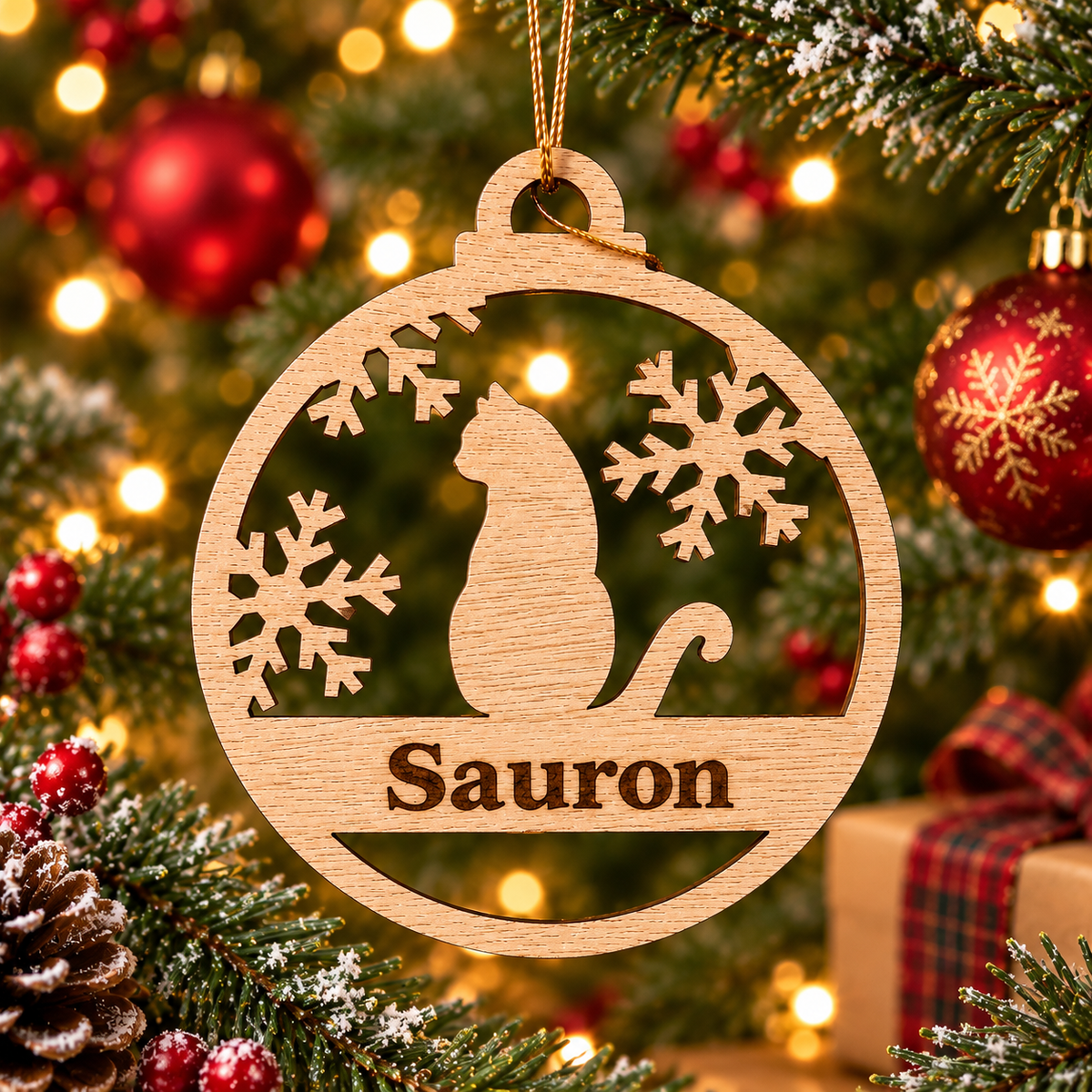 Calling all cat lovers! Personalised wooden cat Christmas decoration - 4 to choose from