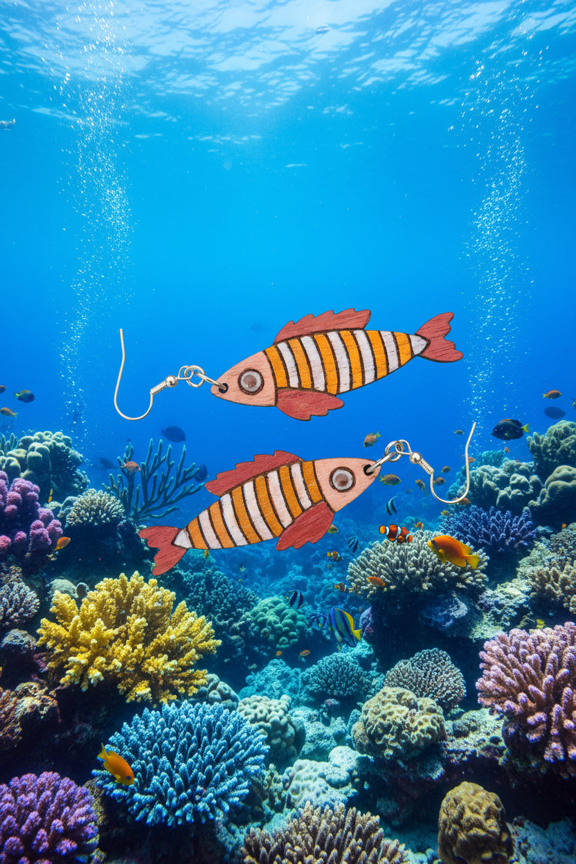 Handmade Fish Earrings – Laser Cut & Hand-Painted | Made in New Zealand