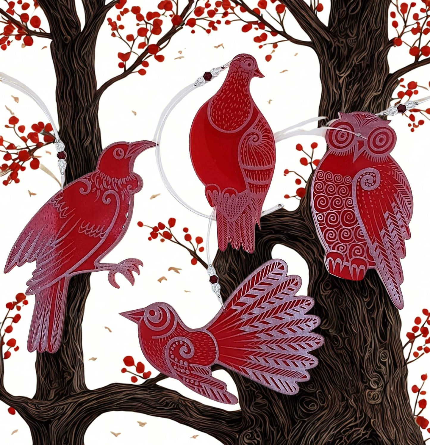 Native birds of NZ set of 4 - laser engraved on acrylic