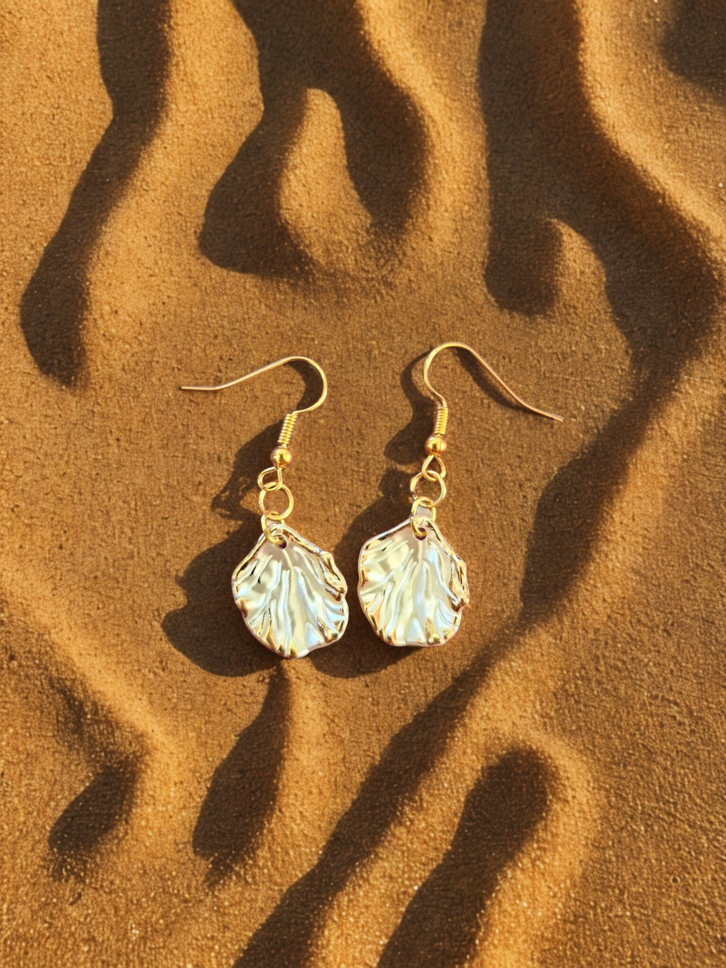 Gold edged shell shaped earrings -  11 colours to choose from
