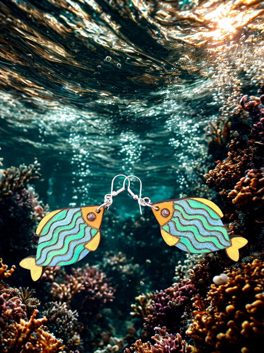 Hand painted fish earrings